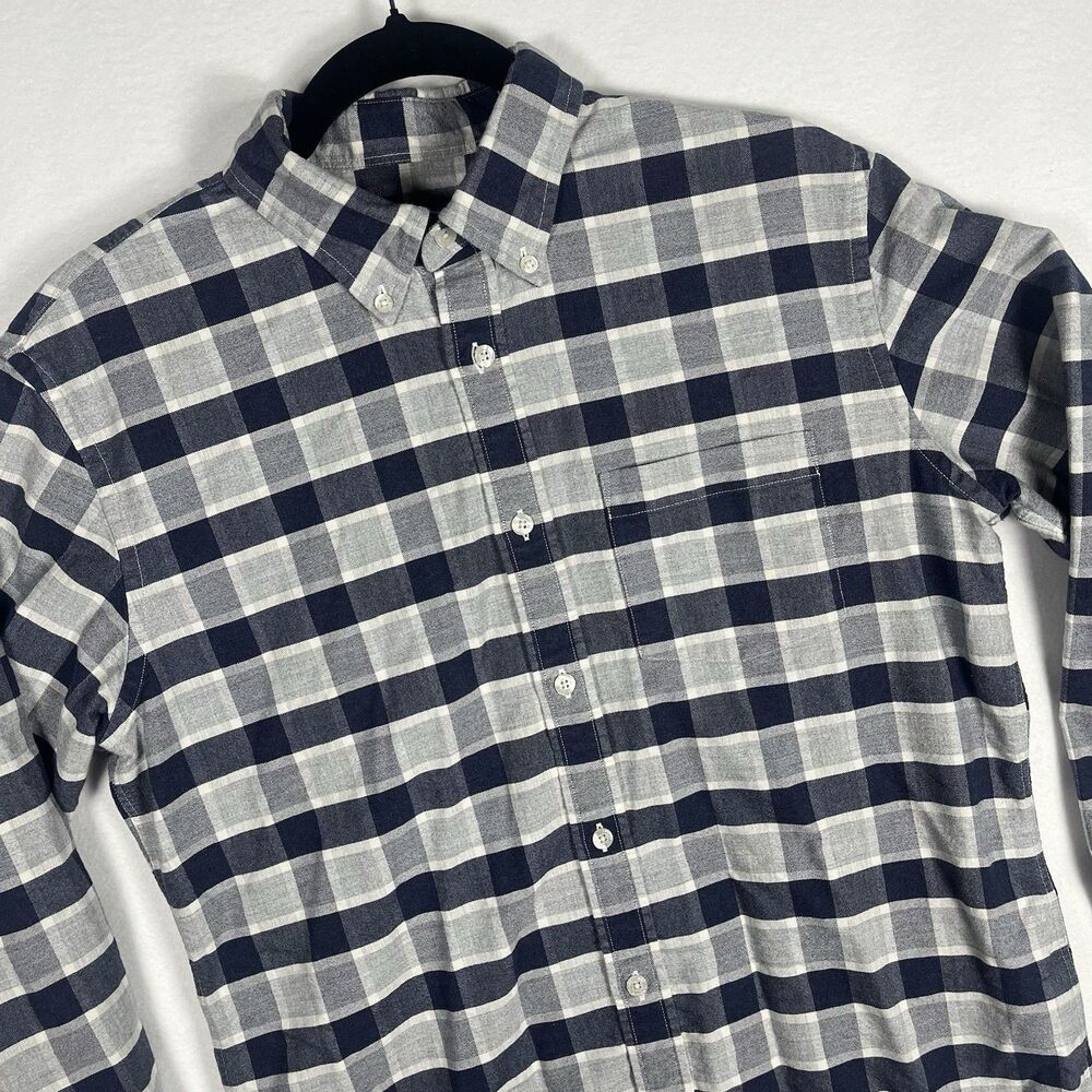 Brooks Brothers Red Fleece Shirt Mens Medium M Buffalo Check Flannel Navy Grey